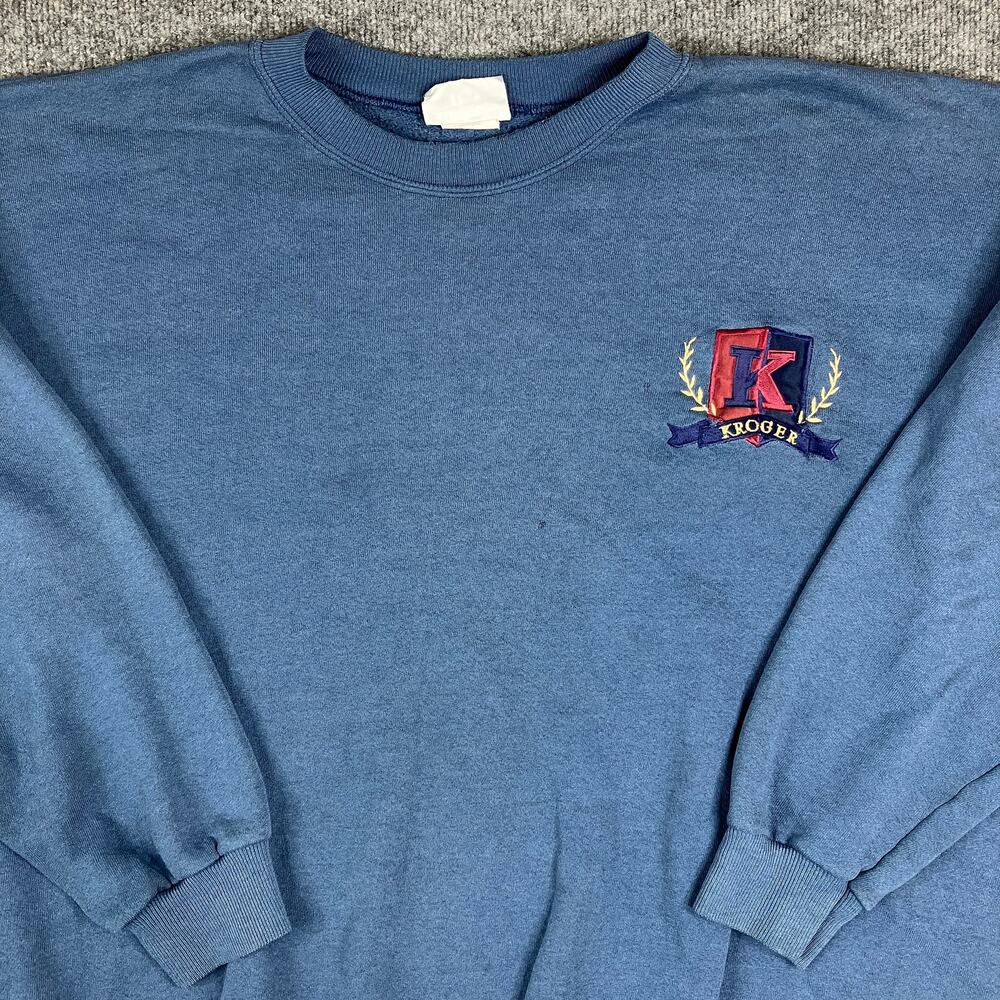 Lee Sweatshirt Mens Size 2XL Blue Heavyweight Crewneck USA Crest Logo 90s Style‎